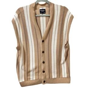 Abercrombie & Fitch Striped Tan Sweater Vest M Worn on TV